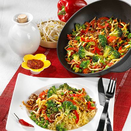 Wok-Gemüse mit Steakstreifen Rezept