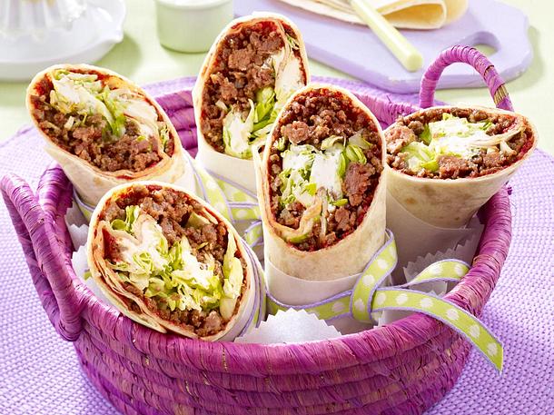 Wraps mit Hack-Salat-Füllung Rezept Wraps mit Hack-Salat-Füllung Rezept