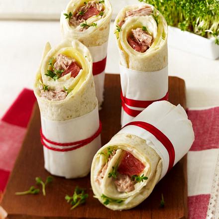 Wraps mit Thunfisch, Grapefruit, Emmentaler, Fenchel und Kresse Rezept