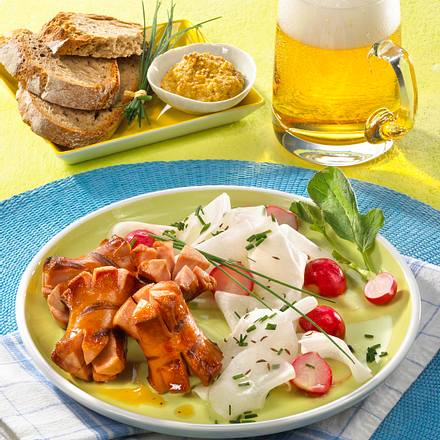 Würstchen-Kronen mit Rettichsalat Rezept Würstchen-Kronen mit Rettichsalat Rezept