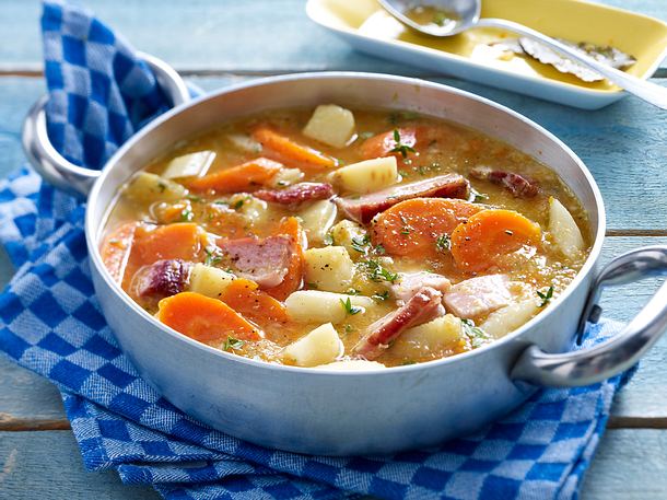 Wurzelgemüseeintopf mit Kasseler Rezept Wurzelgemüseeintopf mit Kasseler Rezept