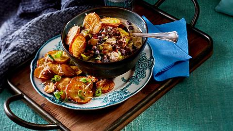 XL-Kartoffelchips mit Hack-Dip Rezept - Foto: House of Food / Bauer Food Experts KG