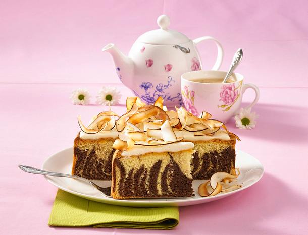 Zebrakuchen mit Kokoshaube Rezept Zebrakuchen mit Kokoshaube Rezept