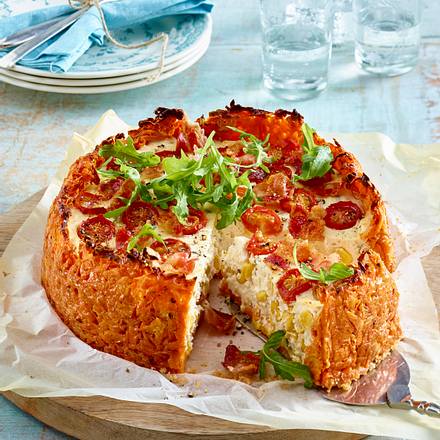 Ziegenkäse-Quiche mit Süßkartoffelkruste Rezept