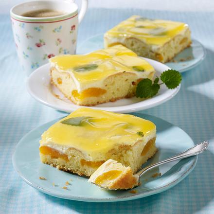 Zitronen-Aprikosenkuchen mit Fruchtsaftguss Rezept