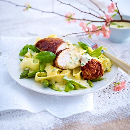 Zitronen-Basilikum-Soße zu Hähnchenbrust und Spargel Rezept Zitronen-Basilikum-Soße zu Hähnchenbrust und Spargel Rezept