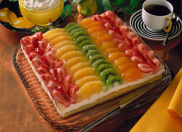 Zitronen-Früchtekuchen vom Blech (mit Backmischung) Rezept Zitronen-Früchtekuchen vom Blech (mit Backmischung) Rezept