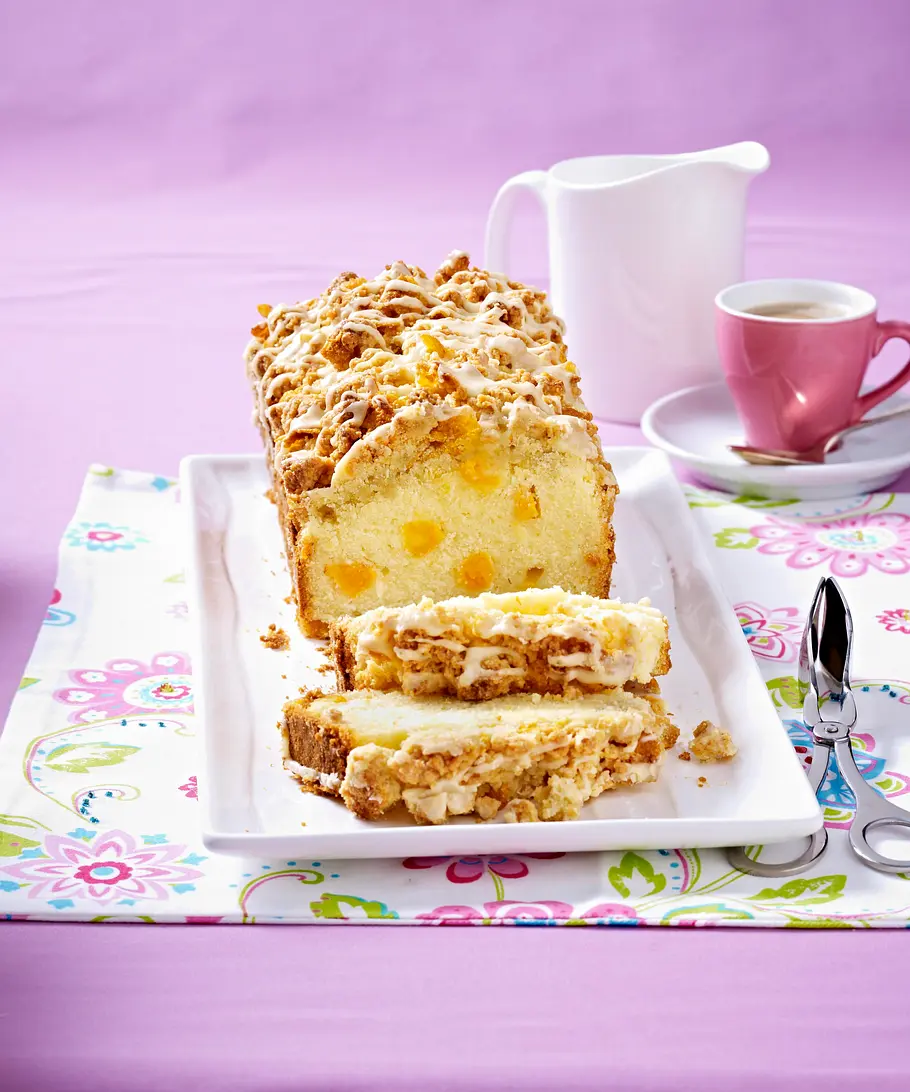 Zitronen-Kastenkuchen mit glasierten Cornflakes-Butter-Streusel Rezept Zitronen-Kastenkuchen mit glasierten Cornflakes-Butter-Streusel Rezept