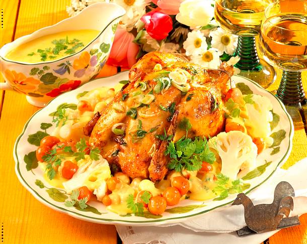 Zitronenhähnchen mit Frühlingszwiebeln, Blumenkohl Rezept Zitronenhähnchen mit Frühlingszwiebeln, Blumenkohl Rezept
