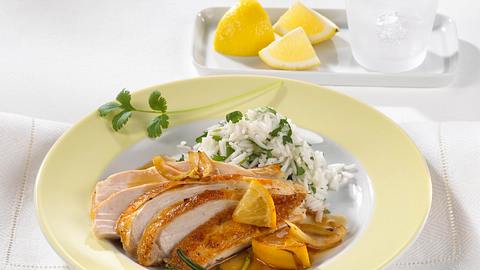 Zitronenhuhn mit Koriander-Reis Rezept - Foto: Maass