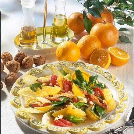 Zitrusfrucht-Salat mit gebratenen Putenstreifen Rezept