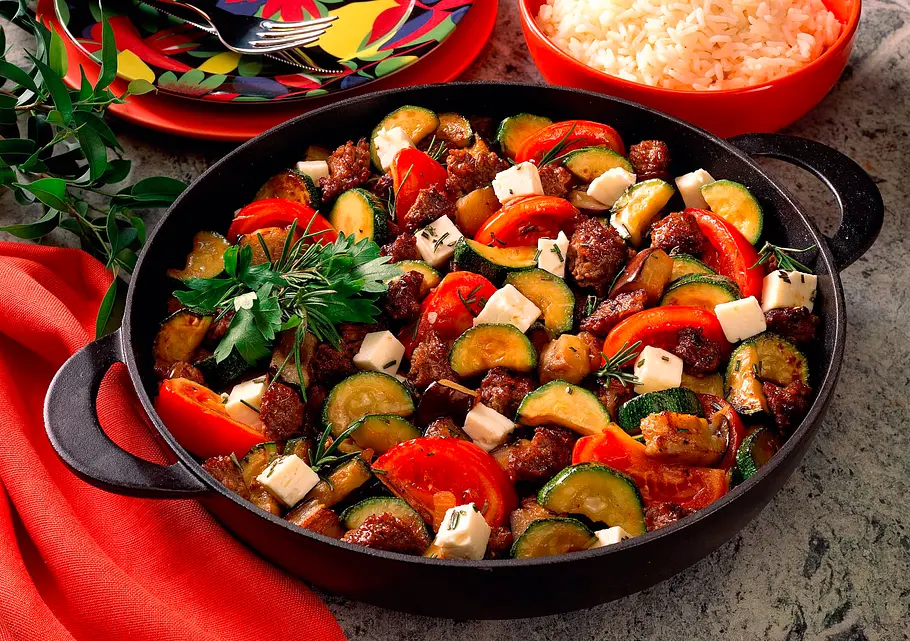 Zucchini-Auberginen-Hackpfanne Rezept