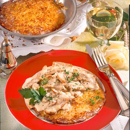 Zürcher Geschnetzeltes mit Rösti Rezept Zürcher Geschnetzeltes mit Rösti Rezept