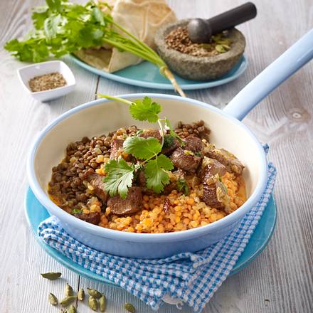 Zweierlei Linsen mit Lamm Rezept Zweierlei Linsen mit Lamm Rezept