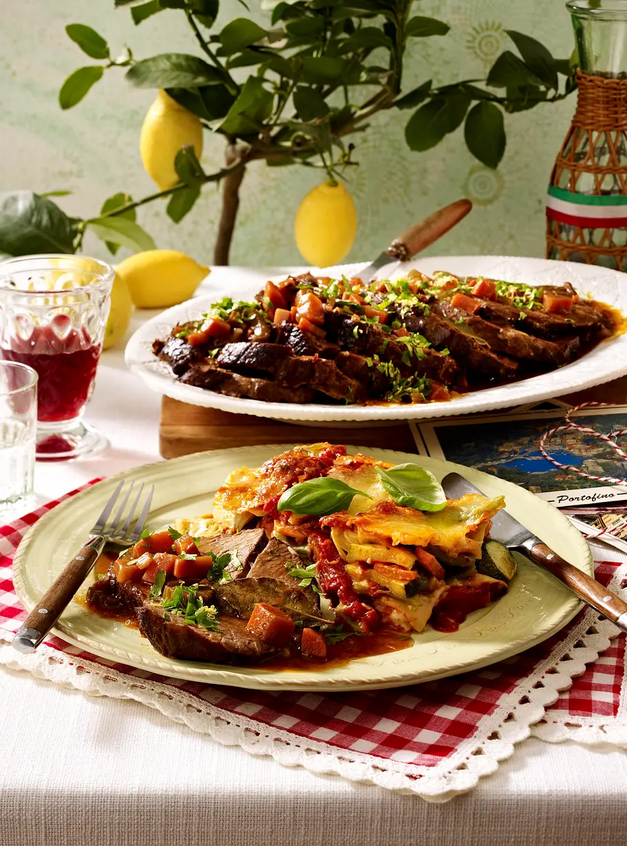 Zweimal geschmorter Rinderbraten in Chianti Rezept