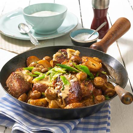 Zwiebelsteaks mit Champignons Rezept